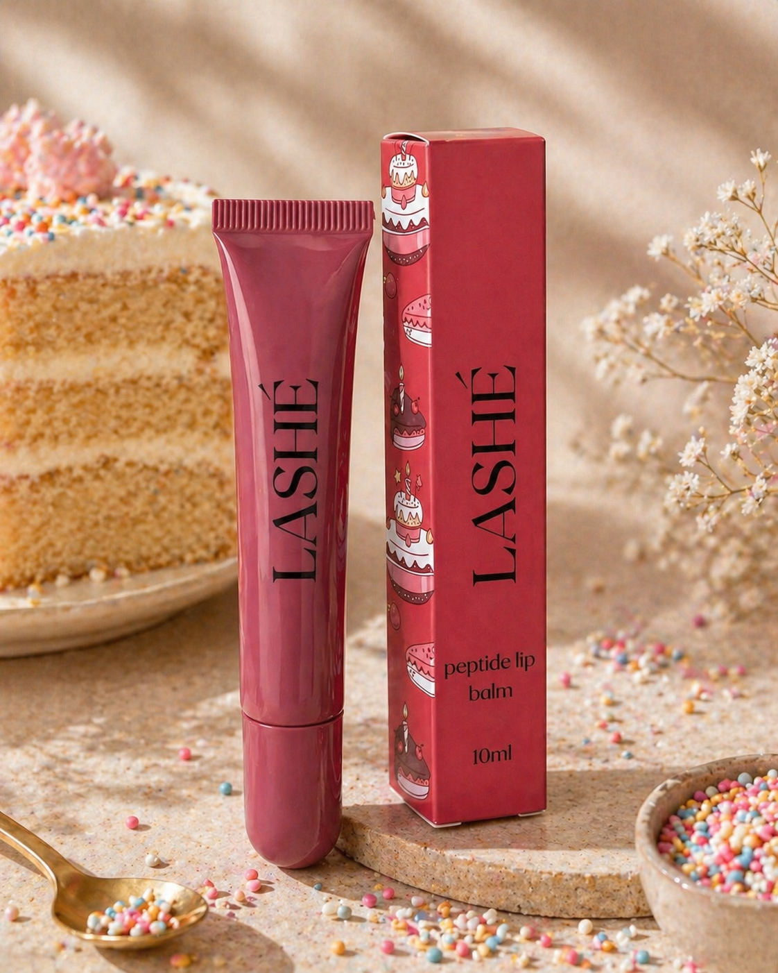 LASHÉ Peptide Lip Balm – Birthday Cake