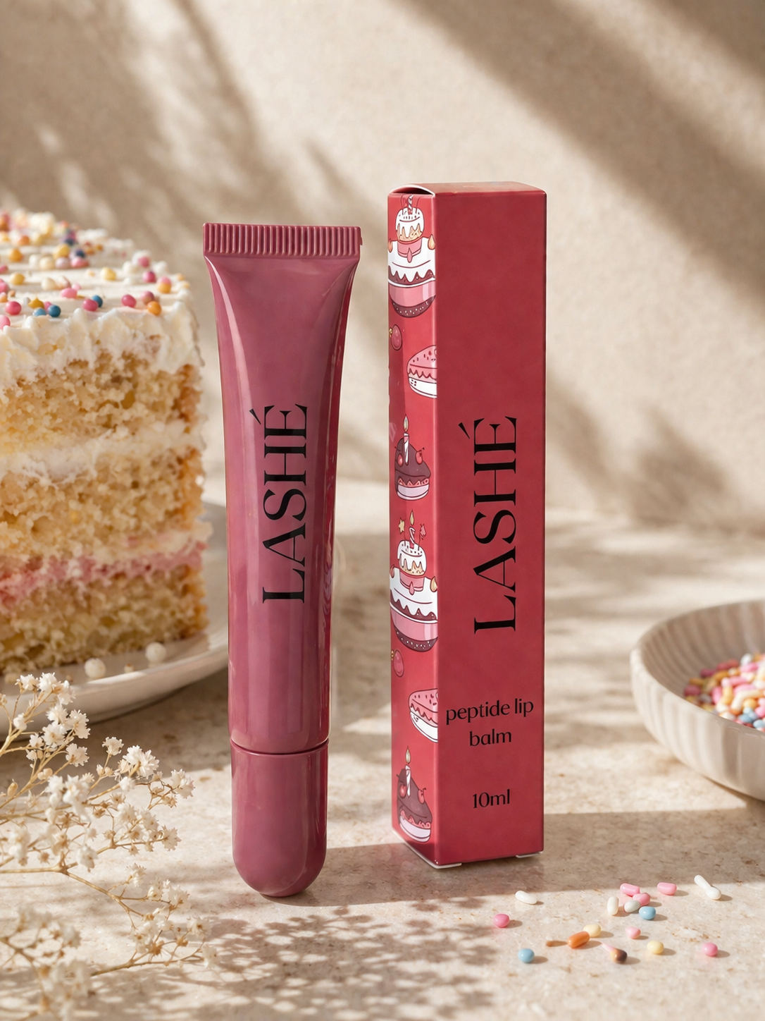 LASHÉ Peptide Lip Balm – Birthday Cake