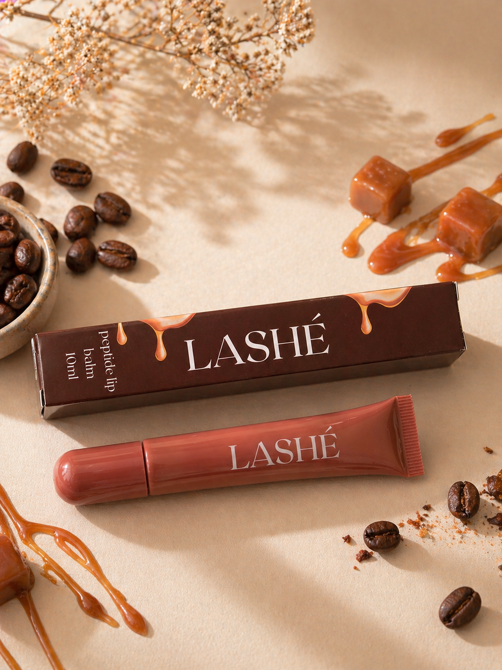 LASHÉ Peptide Lip Balm – Caramel Macchiato